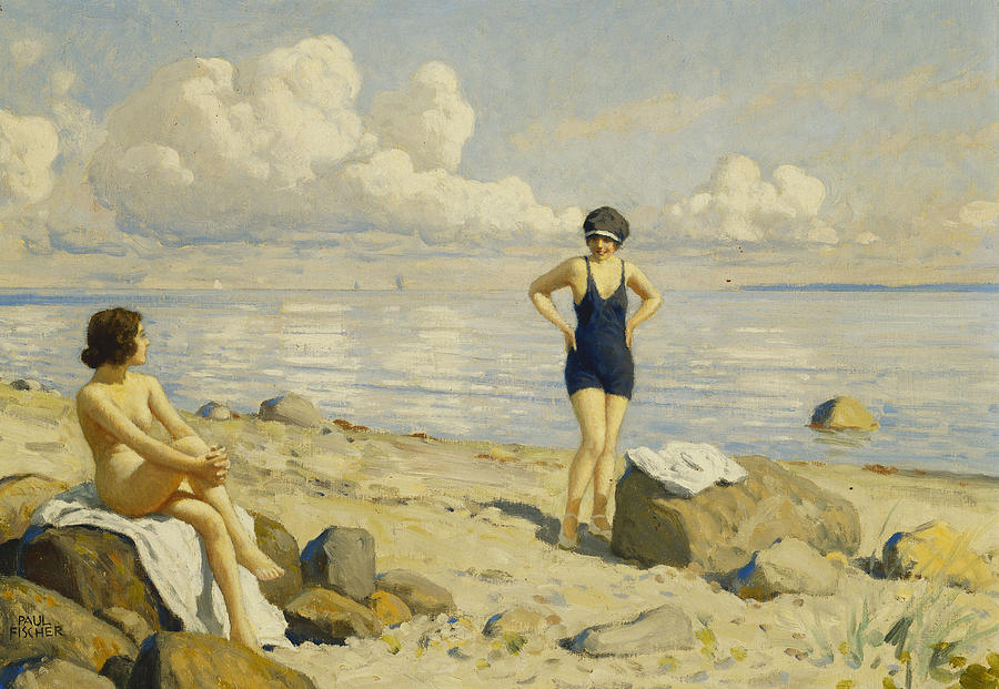 Nude women on beach art