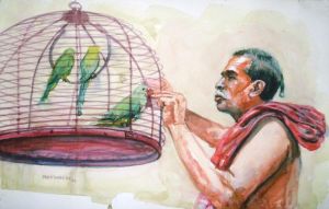 Hiramani parrot with brahmin in padmavat