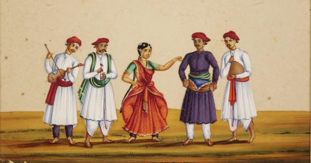 Painting of an Indian woman dancing during British Raj