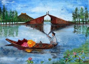 Kashmir dal lake illustration