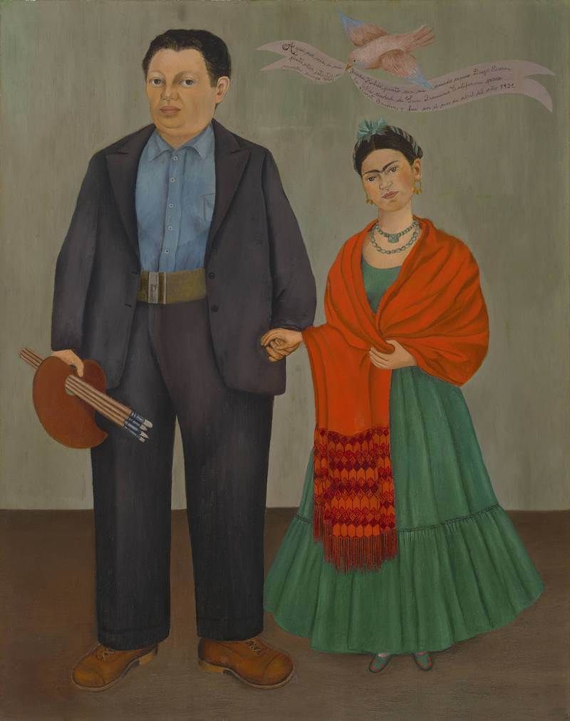 Frida kahlo's painting featuring frida and her husband diego